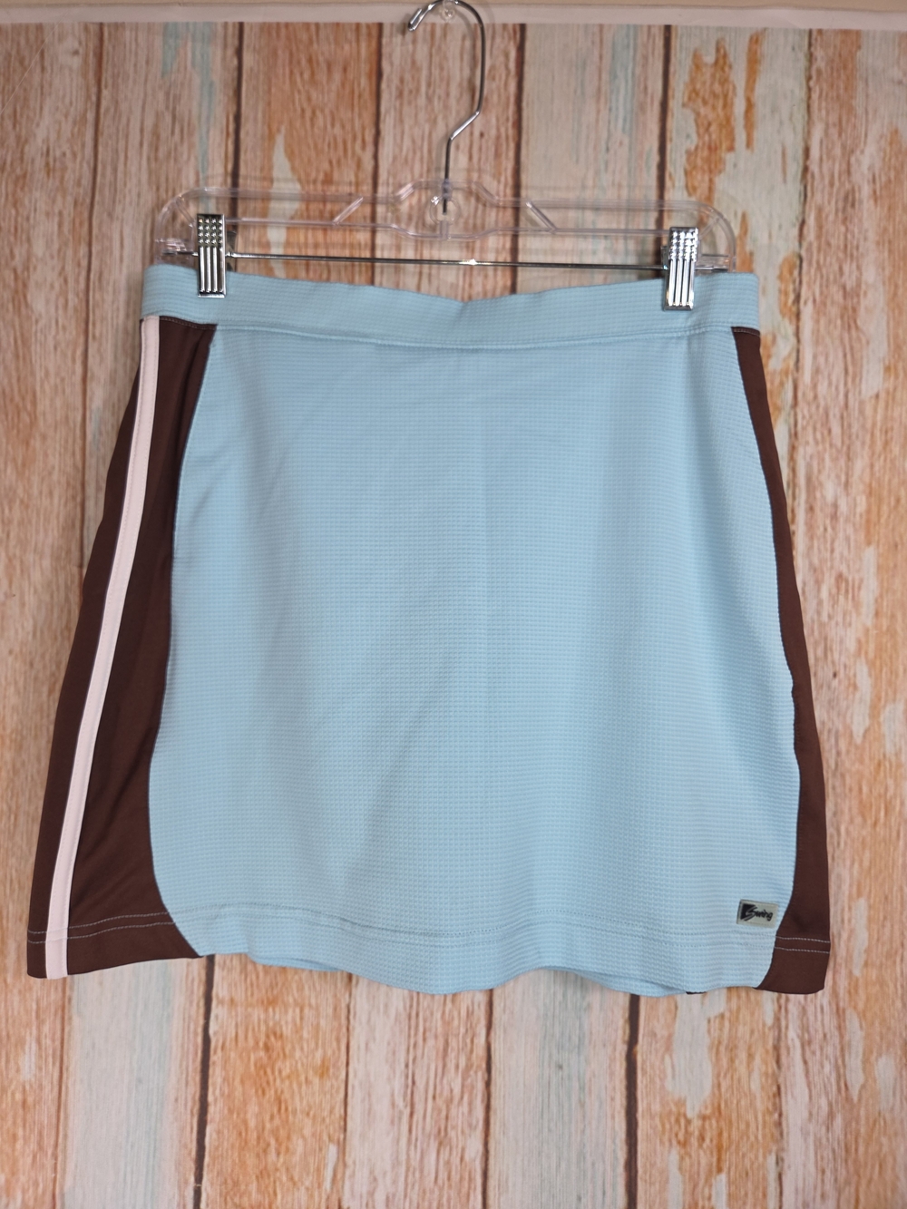 Swing Light Blue Golf Athletic Skort with Brown Side Panels. Size Small